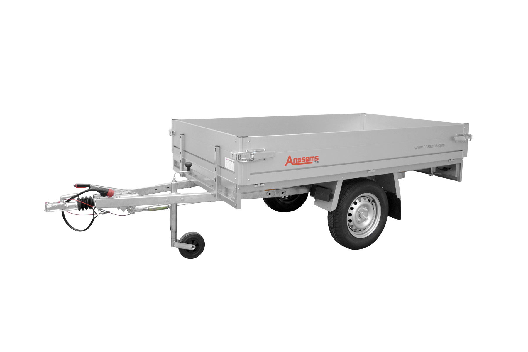 Anssems autotransporter, vlakke laadbak, aluminium, PLTB, 1000 kg, laadruimte 2,11 x 1,32 m
