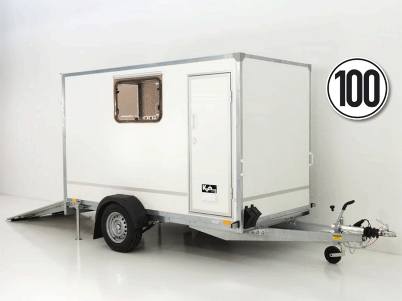 Gesloten aanhanger BK Hoogte: 180 cm 1,3 ton | Oprijplaat | Deur | 2 ramen - Nieuw