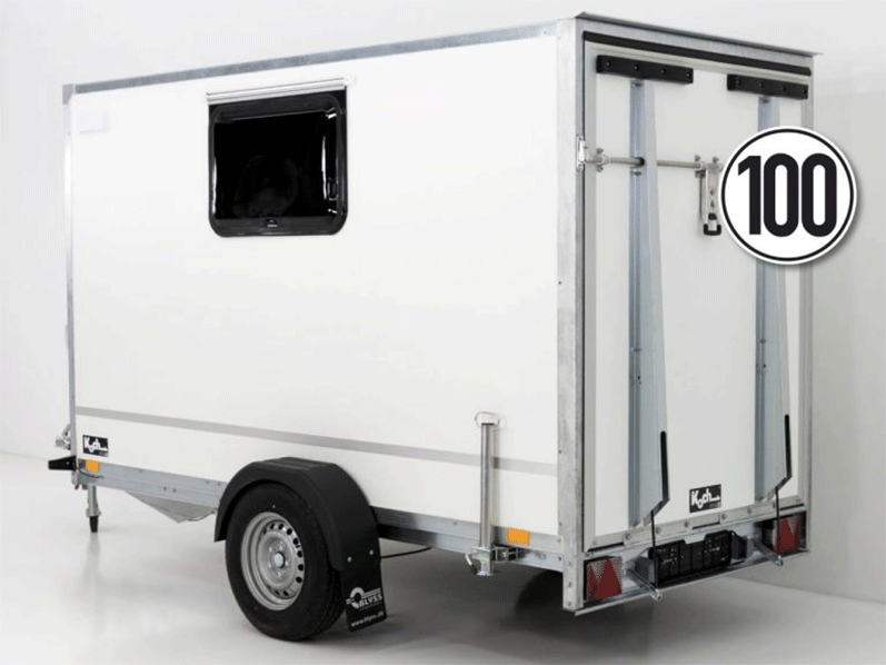 Gesloten aanhanger BK Hoogte: 180 cm 1,3t | Oprijplaat | Deur | 1 raam - Nieuw