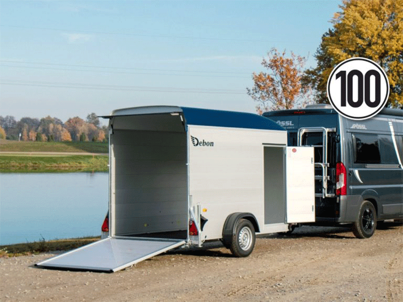 Debon bagagelabel Cargo 148x295cm H: 190cm 1.3t | aluminium, polybug | deur | blauw